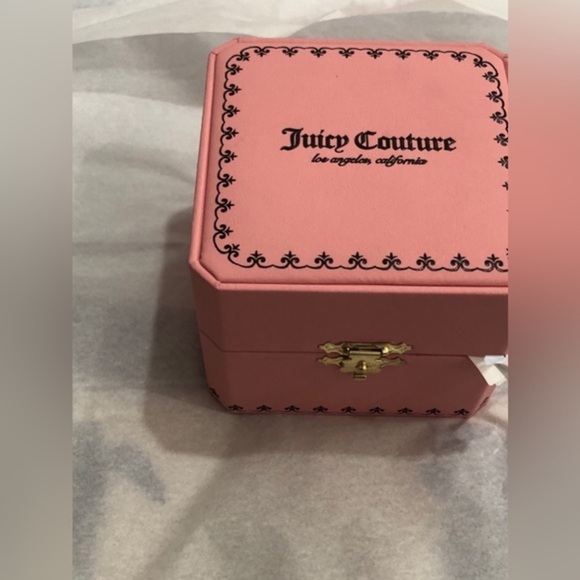 Juicy couture pink gold cz pave crystal bezel ‘Dump Him’ monogram wristwatch new main image 12